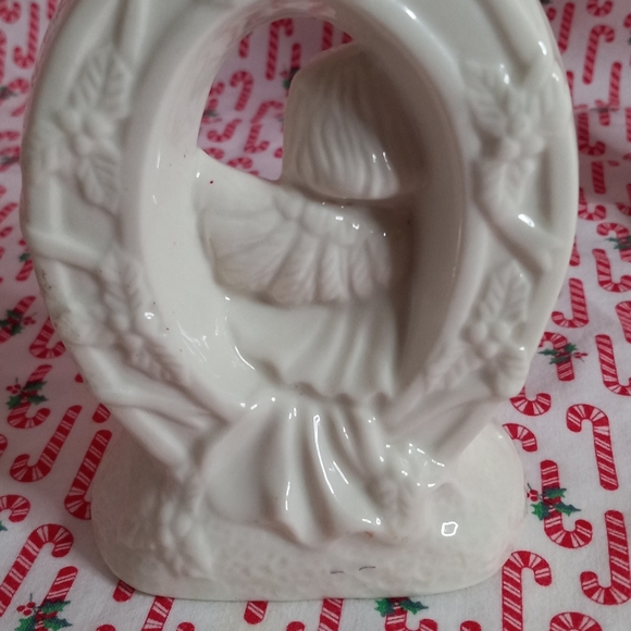 Holiday White Porcelain Gold Gilded Candle Holders JOY Angels Cherubs. - Picture 5 of 9